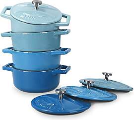 Navaris Mini Cocotte Set - 4x Gusseisen Mini Topf