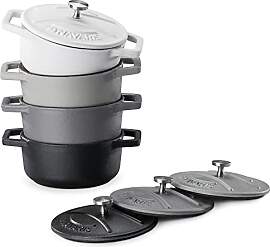 Navaris Mini Cocotte Set - 4x Gusseisen Mini Topf