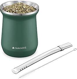 Navaris Yerba Mate Becher Set aus Edelstahl -