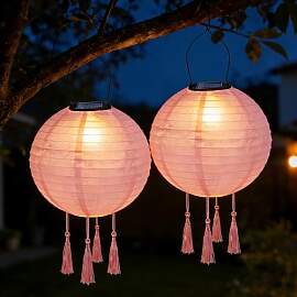 NAVESO Solar Lampions Außen Wetterfest Rosa, 2