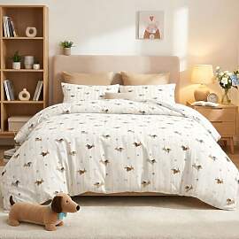 Nayoroom Bettwäsche 135x200 Braun Dackel