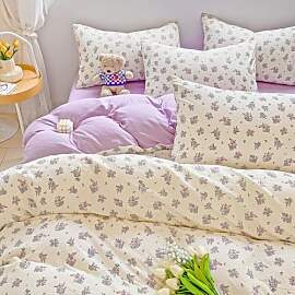 Nayoroom Bettwäsche 135x200 Lila Blumen Violett