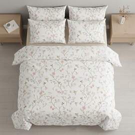 Nayoroom Bettwäsche 135x200 Weiß Rosa Blumen