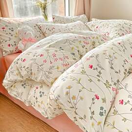 Nayoroom Bettwäsche 140x200 Baumwolle Blumen Rosa 