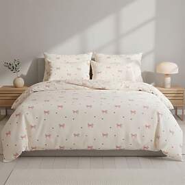 Nayoroom Bettwäsche 140x200 Rosa Schleifen Herzen 