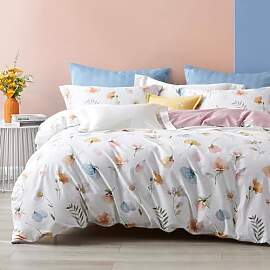 Nayoroom Bettwäsche 140x200 Weiß mit Rosa Blumen 