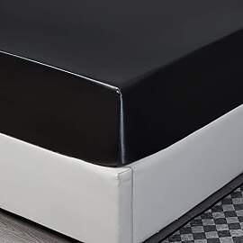 Nayoroom Spannbettlaken Satin 140x200cm Schwarz