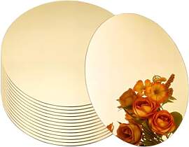 nbeads 14 STK. Runde Acryl-Spiegel, 10cm Gold