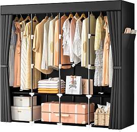 Neatrays Kleiderschrank Stoff mit 4 Kleiderstange