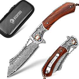 NedFoss UNICORN Damast Klappmesser, 9CM Damast