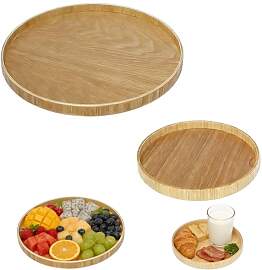 Neikafan 2 Stück Tablett Rund Holz 30cm und 20cm