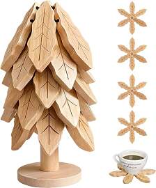 Nenkarn Holz Untersetzer Baum Set (5 Untersetzer + 