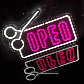 Neon Zeichen Friseursalon Fenster Dekoration