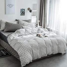 Nesture Bettwäsche 135x200 Baumwolle Große Karos 