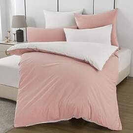 Nesture Bettwäsche 135x200 Baumwolle Rosa/Weiß - 