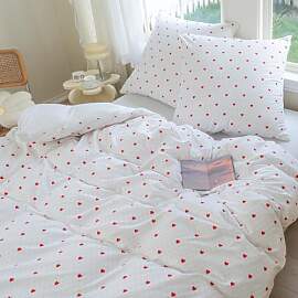 Nesture Bettwäsche 135x200 Mädchen Weiß Rot