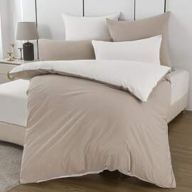 Nesture Bettwäsche 140x200 Baumwolle Beige/Weiß