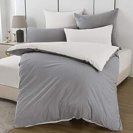 Nesture Bettwäsche 140x200 Baumwolle Grau/Weiß - 