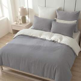 Nesture Bettwäsche 200x200 Baumwolle Grau/Weiß - 