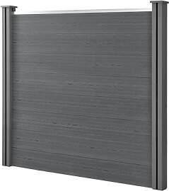 neu.holz WPC Gartenzaun Grau mit Pfosten