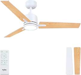 Newday Deckenventilatoren Weiß Holz, 122cm