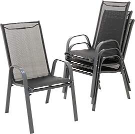 Nexos 4er Set Stapelstuhl aus Textilene + Stahl
