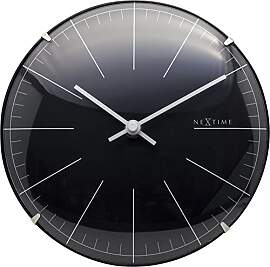 NeXtime Tischuhr - Ø 20 cm - Glas - Schwarz -