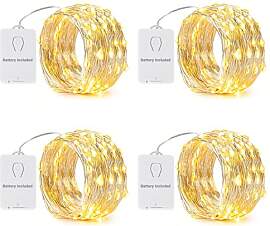 NEXVIN 4 Stück 6M 60 LED Lichterkette Batterie,