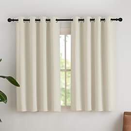 NICETOWN Fenstergardinen Blickdicht Beige 2er Set