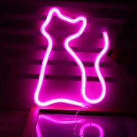 Niedliche Katze Form Neonlampe, USB Powered Rosa