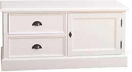 Niedrige TV-Kommode weiß Massivholz