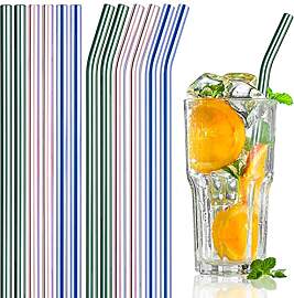NiHome Wiederverwendbare Glas-Trinkhalme,