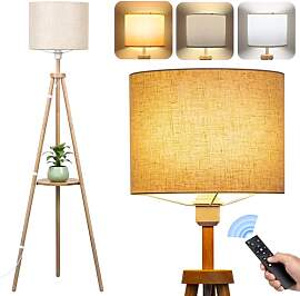NIKYJM Stehlampe Wohnzimmer mit Regal, Holz