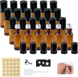 NIRJIK 24 PCS 5ml Braune Roll on Glasflaschen,