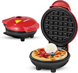 NIRVA Mini Waffeleisen, Kleiner Waffelmaker mit