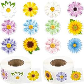 NISENTIA Sticker Blumen, 1000 Stück/2 Rolle