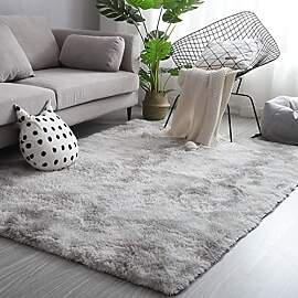 NIULAA Hochflor Teppich 120x160 Grau Weiß Modern