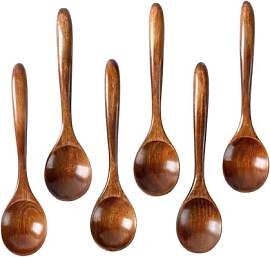 NIZEAMI 6 PCS Holzlöffel 6,5 Kleine Holzlöffel