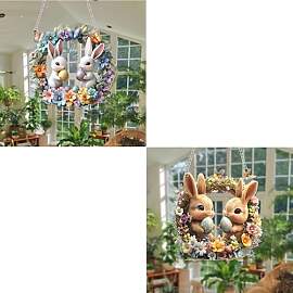 Nlqhyrexion 2 Stück 2D Ostern Türschild,