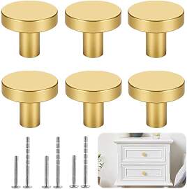 NOLACE 6er Set Möbelknöpfe Gold - Messing