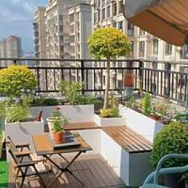 Nordische Edelstahl-Blumenkastenbank für den