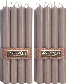 Nordring 8 Stabkerzen Rustik warmes grau 2,2 x 25