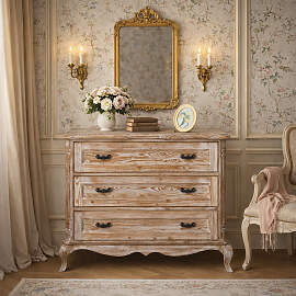 Nostalgische Landhaus Kommode braun-weiß