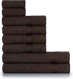 nottoc Handtücher Set Braun Dunklebraun 8-TLG / 2 