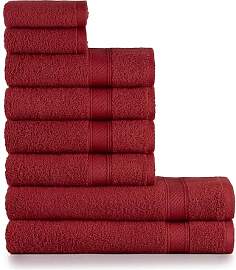 nottoc Handtücher Set Rot Dunklerot 8-TLG / 2