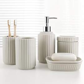 NOVAJOY Badezimmer Set Keramik – 5 Teile,