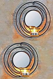 Novaliv 2X Wandkerzenhalter mit Glas und Spiegel