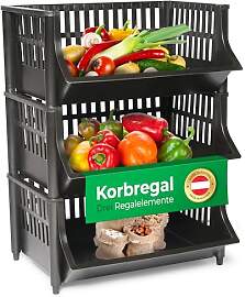 Novaliv 3 Stück Korbregal Schwarz Steckregal