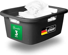 Novaliv 3er-Pack Wäschewanne mit 3 Griffen 25L