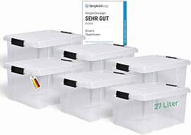 Novaliv 6x Aufbewahrungsboxen mit Deckel 27L